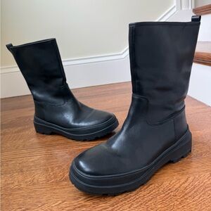 CAMPER Brutus Trek Black Leather Boots Calf Michelin Pull On Goth Grunge 41